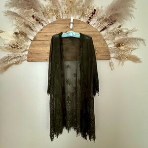 Soft Surroundings Olive Green Lace Blouse